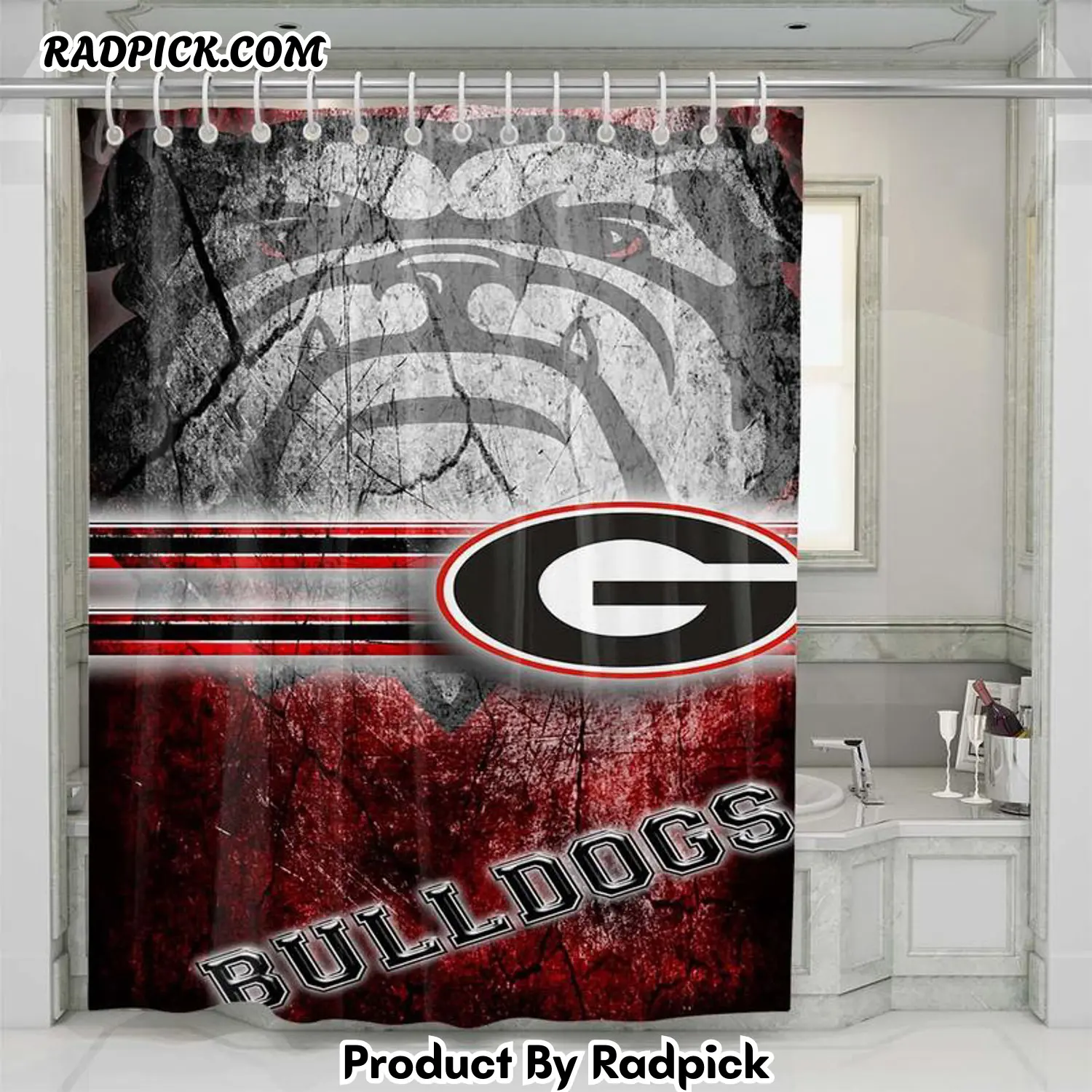 Georgia bulldogs 2 shower curtain set bathroom set for bathroom decor best gift for friends rp387883